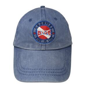 Cozumel Dive Is Life Strapback Baseball Cap Blue OS Adjustable Caribbean Side